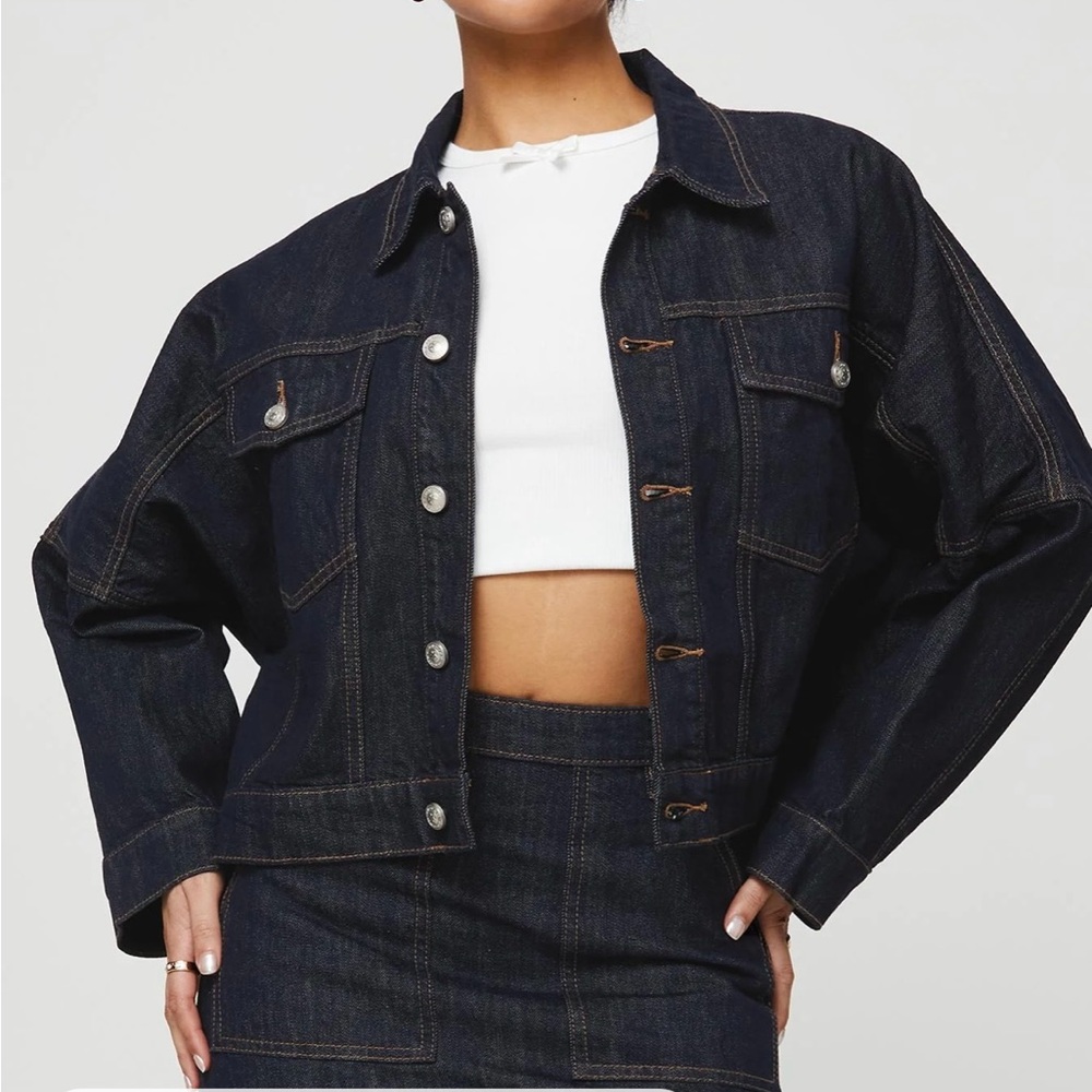 Princess Polly Dark Blue Jean Jacket - Picture 3 of 13